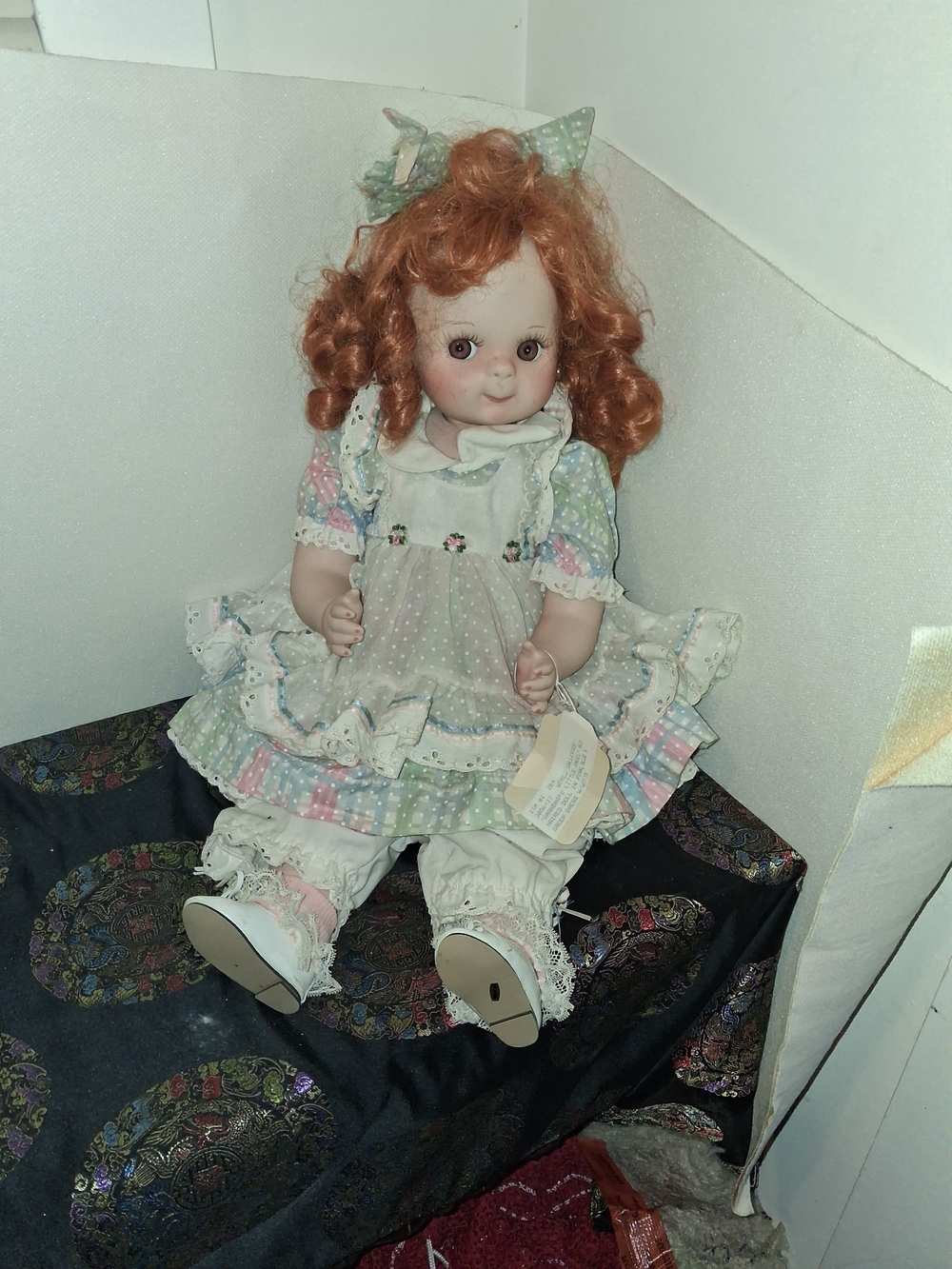 Signed Vintage-Inspired Redhead Porcelain Play Doll in Pastel Dress # 715 /5000